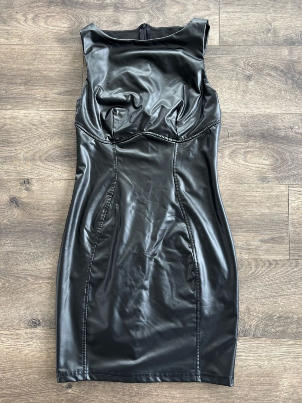 Black Faux Leather Bodycon Dress
